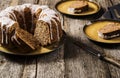 Banana cake with apples and walnuts Royalty Free Stock Photo