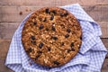 Banana cake with oatmeal and raisins granola top Royalty Free Stock Photo