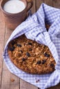 Banana cake with oatmeal and raisins granola top Royalty Free Stock Photo