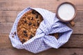 Banana cake with oatmeal and raisins granola top Royalty Free Stock Photo