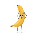 Banana character with emotions in panic grabs his head Royalty Free Stock Photo