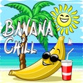 Banana Chill Happy Summer Cartoon Character with Text