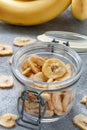 Banana chips, dehydrated slices of fresh ripe bananas