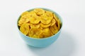 BANANA CHIPS in a pastle blue bowl Royalty Free Stock Photo