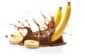 Banana Chocolate Cream Splash Heathy Fruit Organic sweet dessert fruit yogurt ai generated