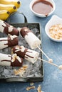 Banana and chocolate popsicles Royalty Free Stock Photo