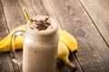 Banana chocolate smoothie and banana Royalty Free Stock Photo