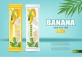 Banana chocolate Vector realistic mock up. Product placement label design. Detailed 3d illustrations