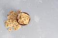 Banana - This is a close up shot of a bowl full of dried banana chips. Shot with a shallow depth of field and vignetting Royalty Free Stock Photo