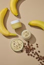 Banana and coffee face masks help exfoliate the skin by removing dead skin cells Royalty Free Stock Photo