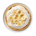 Banana Cream Pie Vegetarian Dessert On White Plate On A White Background