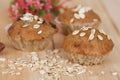 Banana cup cake with oat flakes Royalty Free Stock Photo