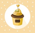 Banana cupcake muffin Vector illustration dessert. Template icon for menu, cafe, bakery. Vintage retro background Royalty Free Stock Photo