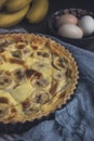 Banana custard pie with ingredients