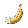 Banana cut hand drawn icon Royalty Free Stock Photo