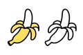 Peeled banana cartoon doodle icon Royalty Free Stock Photo