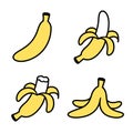 Banana doodle icon set Royalty Free Stock Photo