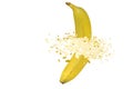 Banana explode.3D illustration.