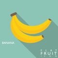 Banana flat icon illustration with long shadow