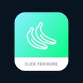 Banana, Food, Fruit Mobile App Button. Android and IOS Line Version