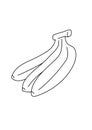 Banana fruit black and white lineart drawing illustration