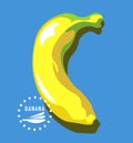 Banana, fruit, closeup, whole exotic fruit isolated, food concept, vector graphic illustration on color background