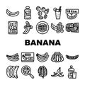 banana fruit food yellow white icons set vector Royalty Free Stock Photo