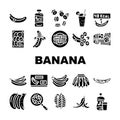 banana fruit food yellow white icons set vector Royalty Free Stock Photo