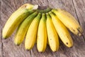 Banana fruit on the wooden table Musa paradisiaca