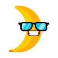 Banana with glasses isolated. Banana cool vector illustration Royalty Free Stock Photo