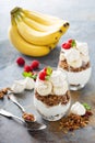 Banana and granola breakfast parfait