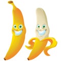 Banana grin face expression cartoon character isolated