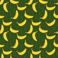 Banana hand drawn sketch Seamless Pattern. Vector Illustration Royalty Free Stock Photo