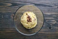 Banana ice cream with chocolate crumbs in glass bowl. Delicious Royalty Free Stock Photo