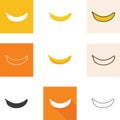 Banana icon set, flat design style. Vector illustration Royalty Free Stock Photo