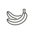 Banana icon vector. Outline fruit, line banana symbol.