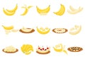 Banana icons set cartoon vector. Monkey peel