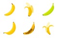 Banana icons set, flat style