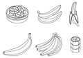 Banana icons set vector outine