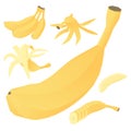 Banana icons set, isometric style