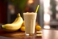 Banana lassi, Indian yogurt drink. Generative AI