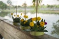 Banana leaf vessel for Loi Krathong Festival Royalty Free Stock Photo