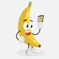 Banana logo mascot with selfie pose