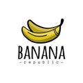 Banana logo, simple sketch isolated on white for your design