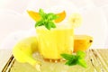 Banana mango smoothie with stevia and mint