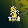 Banana mascot logo design vector with modern illustration concept style for badge, emblem and tshirt printing. Smart bananas