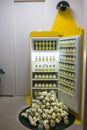 The banana milks in the refrigerator at Yellow Cafe