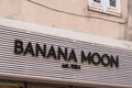 Banana moon logo brand and text sign shop wall facade of swimwear for women fashion