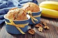 Banana muffins in baking mold