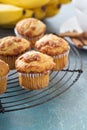 Banana muffins on cooling rack Royalty Free Stock Photo